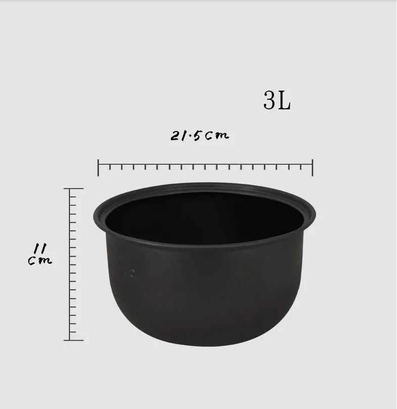 Forro para Panela de Pressão Elétrica 1.6/3/4/5/6L Panela de Arroz Antiaderente Panela Interna de Cristal Preto Acessórios Peças da Panela apenas para Midea