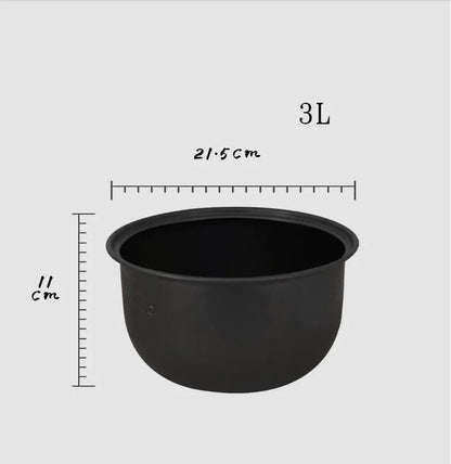 Forro para Panela de Pressão Elétrica 1.6/3/4/5/6L Panela de Arroz Antiaderente Panela Interna de Cristal Preto Acessórios Peças da Panela apenas para Midea