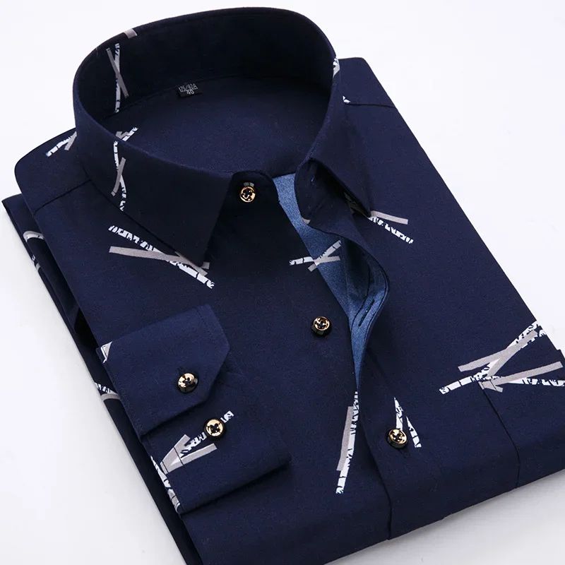 Quality Plaid Casual Men's Shirt Slim Fit Formal & Business Party Man Spring Long Sleeve New Men Floral for Mens Dress Shirt