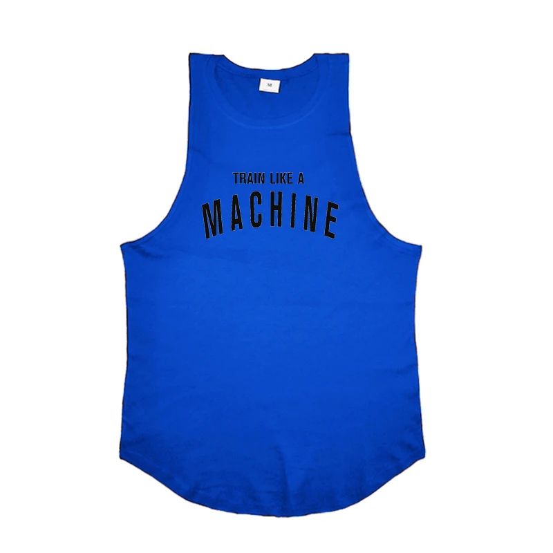 TRAIN LIKE A MACHINE Cotton Bodybuilding Tank Top Mens Workout Singlets Fitness Stringer Clothing  Sleeveless Men's casual vest