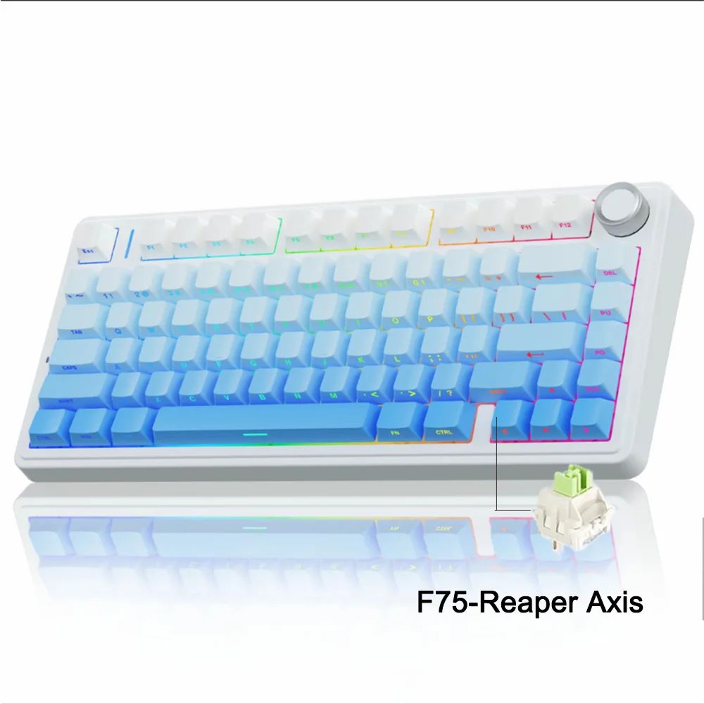 Teclado Mecânico Gamer AULA F75 RGB Layout 75% Gravação Lateral Gasket Mounted Personalizado 80 Teclas Keycaps PBT Teclado Sem Fio
