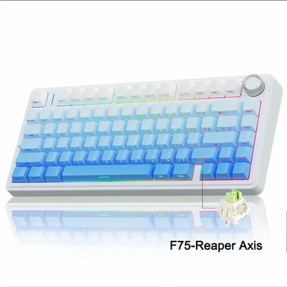 Teclado Mecânico Gamer AULA F75 RGB Layout 75% Gravação Lateral Gasket Mounted Personalizado 80 Teclas Keycaps PBT Teclado Sem Fio