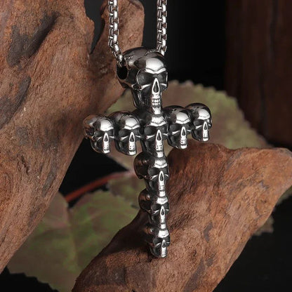 Colar Masculino Caveira Prisioneira Banhado a Prata, Acessório de Joia Gótica para Motociclistas, Punk Rock e Halloween