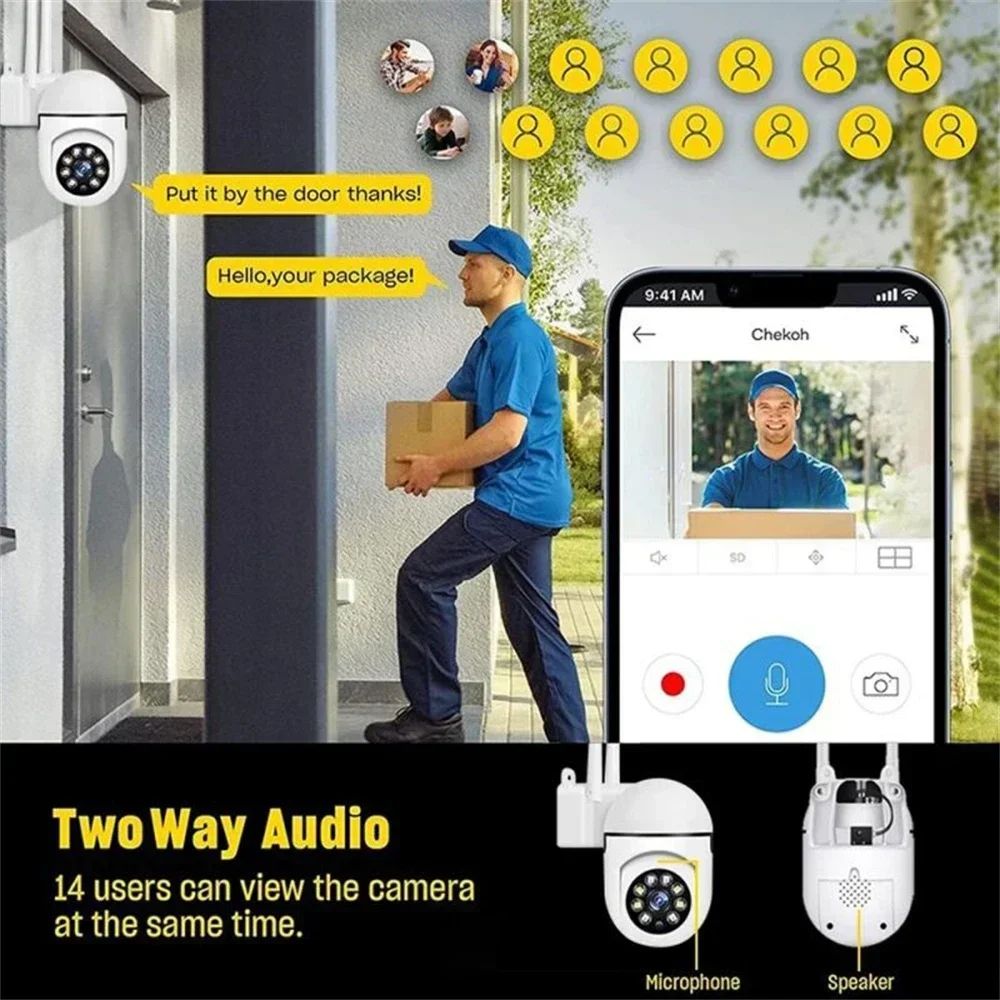 8MP Wireless Security Surveillance Camera Wifi IP Outdoor 4X Zoom Cameras Smart Home CCTV AI Human Tracking Two-way Audio HD Cam