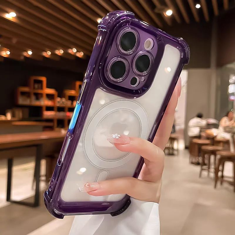 Capa de Celular Magnética Transparente para iPhone 17 Air 16 15 14 Plus 13 12 11 Pro Max Carregamento Sem Fio Magsafe à Prova de Choque