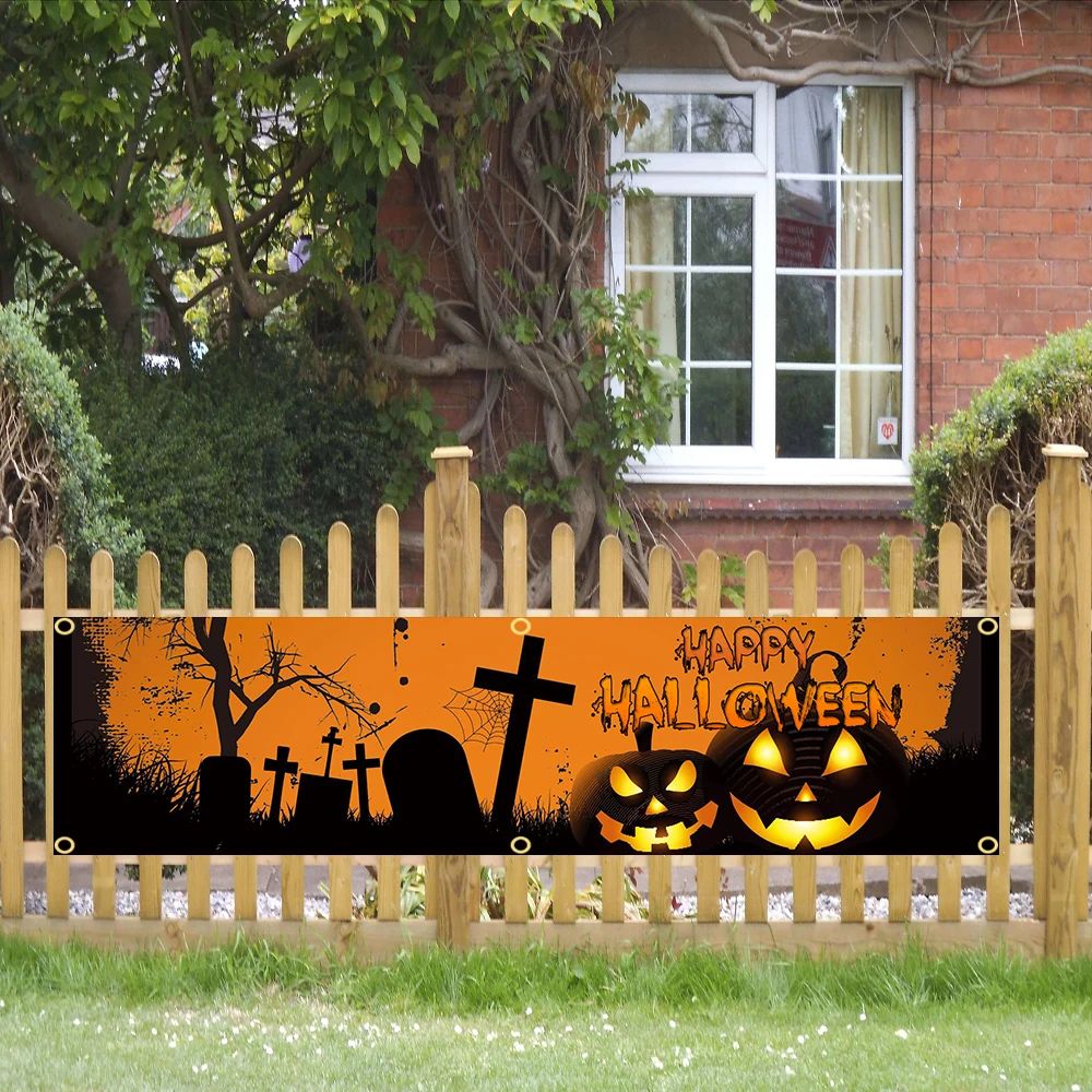 60X240cm Halloween Banner Flag Polyester Printed Garage or Outdoor Decoration Tapestry
