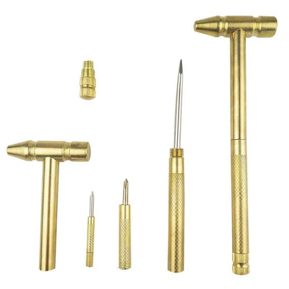 Conjunto de Ferramentas Pequenas 6 em 1 Martelo e Chave de Fenda Mini Liga de Cobre Dourado Desmontável Micro Chave de Fenda Ferramenta Manual Perfeita Para Projetos DIY