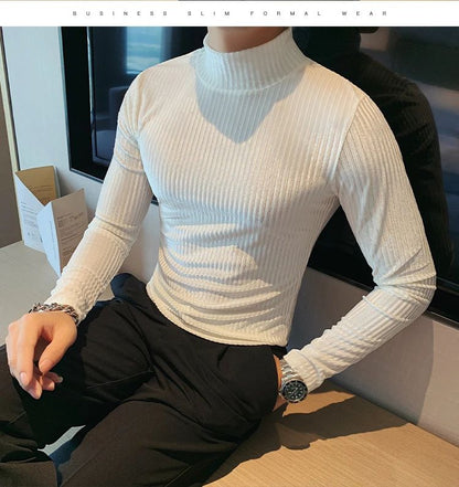 New Gold Velvet T Shirt Men Clothing Fashion Trend Male Luxury Prom Party Long-sleeved Striped Pullover Tops Homme