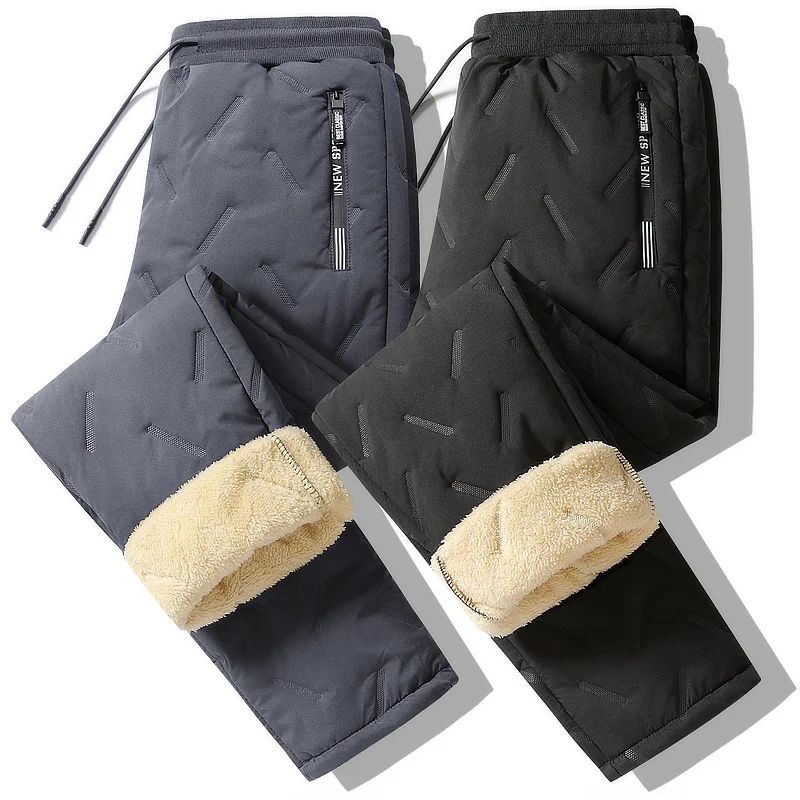 2025 Men's Winter Sweatpants Plush Thick Fleece Lambswool Thermal Casual Waterproof Windproof Warm  Trousers