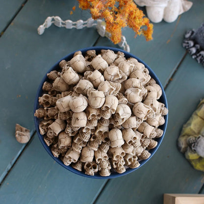 20pcs Halloween Decorative Skeleton Head Miniature Ornaments Outdoor Home Garden Lawn Unique Flower Pot Decorative Skull Statue