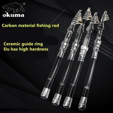 OKUMA New Carbon Rock Rod 1.5M/1.8M/2.1M/2.4M/2.7M Ceramic Guide Ring Water Drop Spinning Wheel Fishing Rod