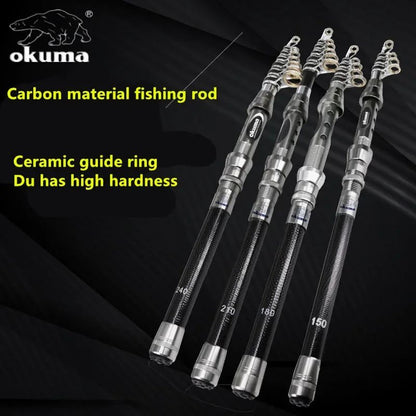 OKUMA New Carbon Rock Rod 1.5M/1.8M/2.1M/2.4M/2.7M Ceramic Guide Ring Water Drop Spinning Wheel Fishing Rod