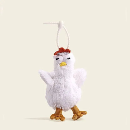 Fur Chicken Plush Bag Ugly Hen Shape Handbag Funny Kawaii Chicken Pendant Keychain Doll Satchel Purse for Women Birthday Gifts