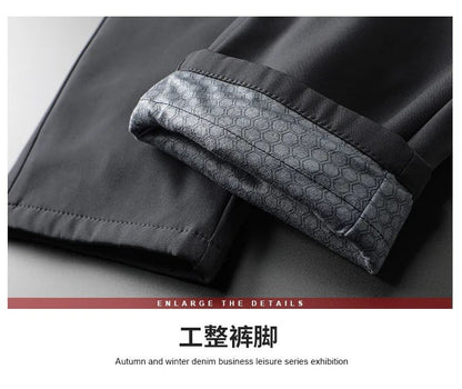 Calça Masculina de Inverno de Pena de Ganso Cintura Elástica Roupa Externa Calça de Pena Casual À Prova de Frio Nova Calça Reta Quente e Engrossada de Inverno