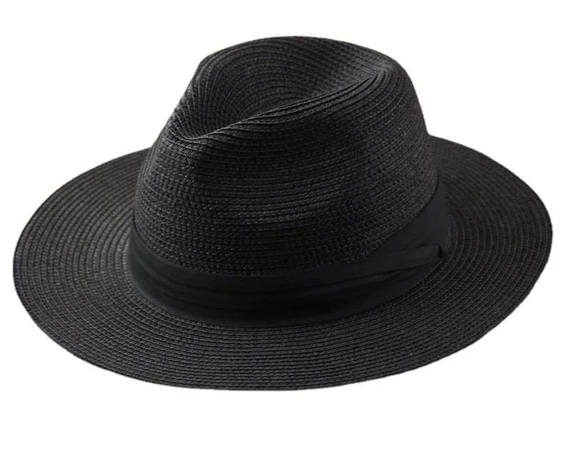 Chapéus de Sol Grandes Oversize para Homens Mulheres Praia Panamá Aba Larga Chapéu de Palha Senhora Chapéus de Sol de Verão Plus Size Chapéu Fedora 55-57cm 58-60cm