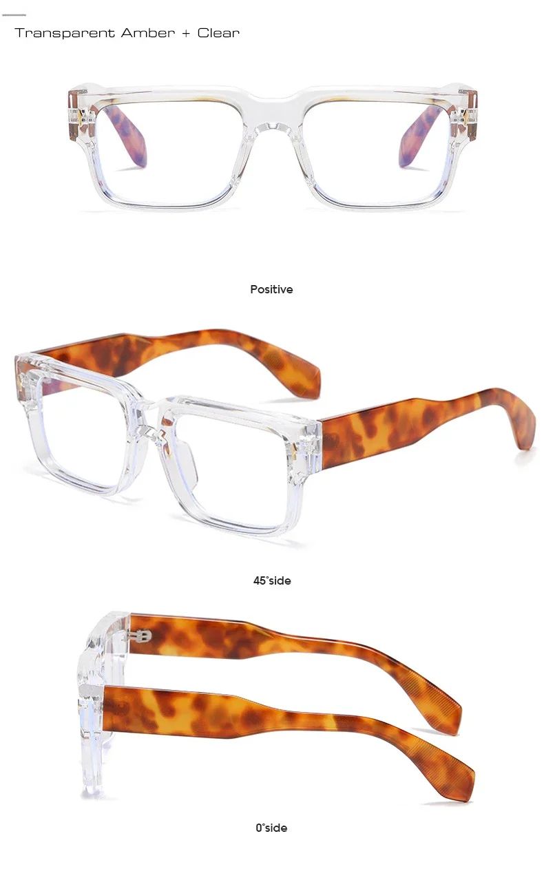JNPCXI Óculos de Sol Retrô Quadrados Femininos Listras de Leopardo Sombras UV400 Rebites da Moda Masculinos Óculos de Sol Transparentes Gradiente