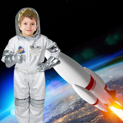 Boy's Space Suits Astronaut Costume for Kids Cosplay Girl Space Performance Astronaut Spaceman Party Dress Up Hooded Gloves Suit