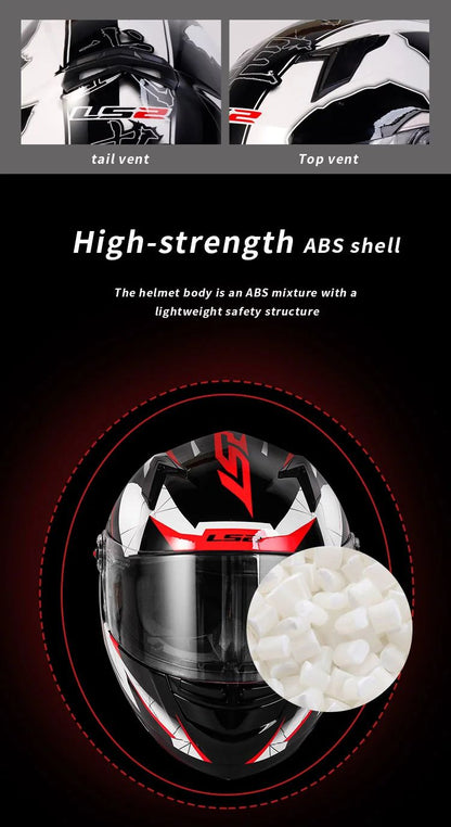 Capacete de motocicleta LS2 FF358 Capacete integral LS2 Draze para homens e mulheres Capacete de corrida de moto com casco de ABS Cascos Para Moto Aprovado pela ECE