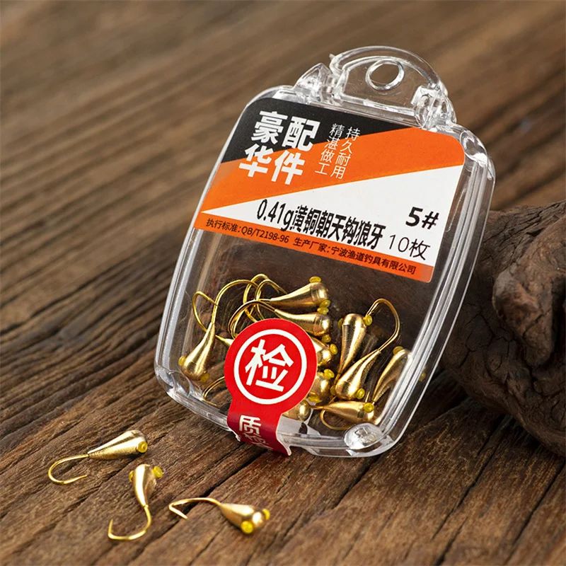 10 pçs/lote Anzol de Pesca de Aço Inoxidável Japão Farpado Gancho Virado Acessórios de Pesca Suprimentos Isca Carpa Latão Equipamento de Pesca