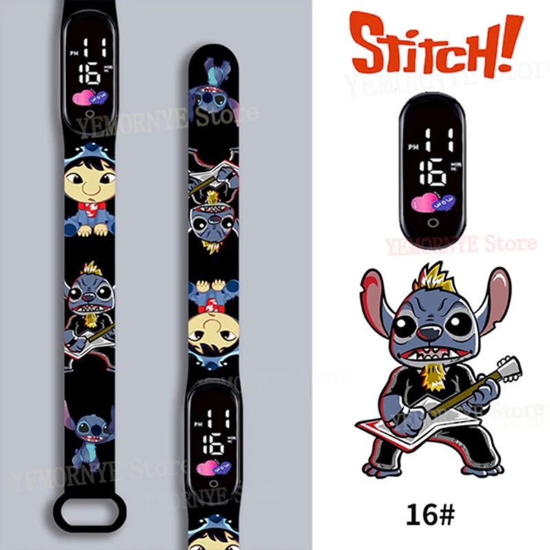 Relógios Digitais Infantis Disney Stitch Figuras de Anime LED Touch Luminoso Relógio Digital Esportivo Infantil à Prova D'Água Brinquedos de Aniversário