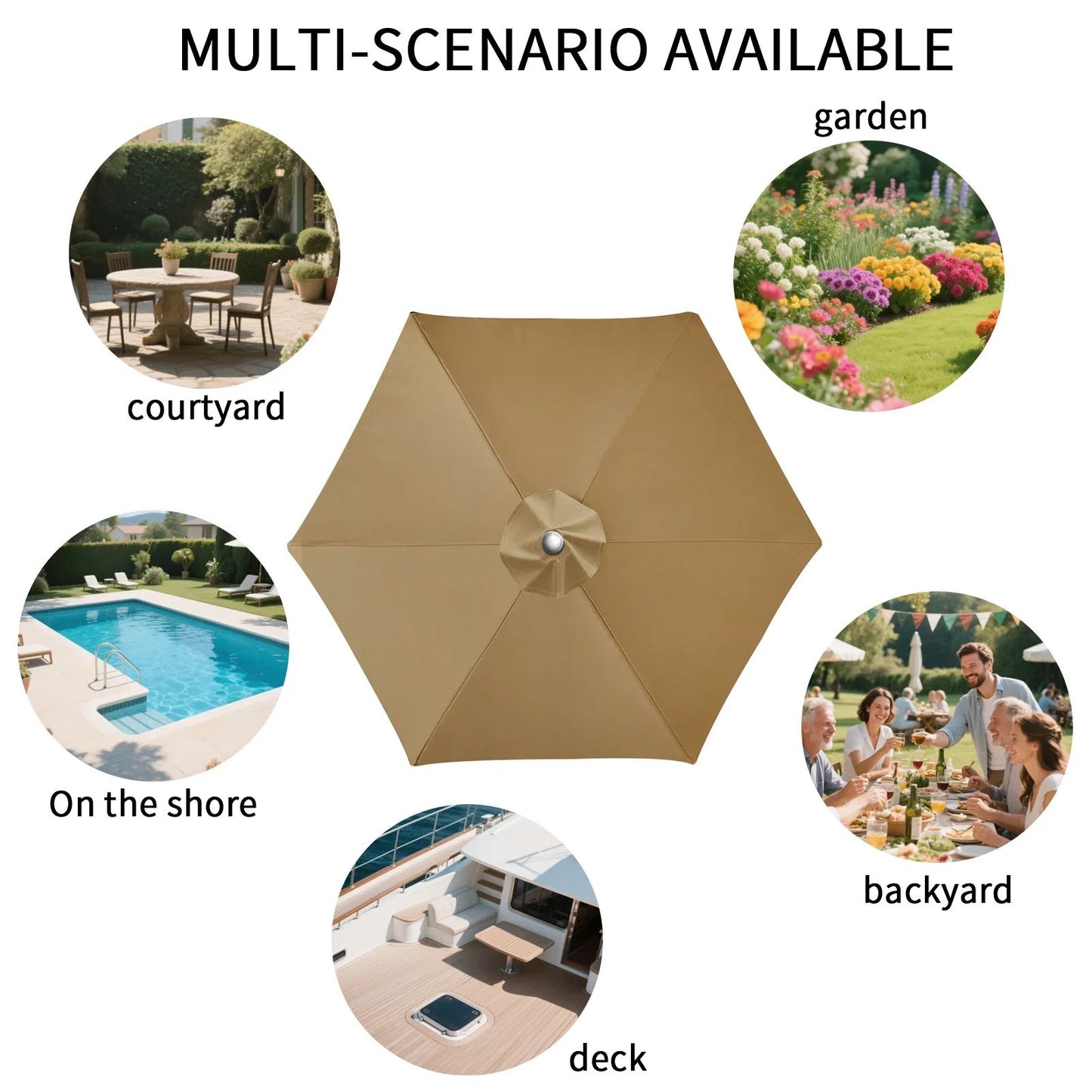 Parasol Replacement Cover 6 Ribs/8 Ribs Market Patio Umbrella Cloth Canopy Cover Waterproof Sunshade For Outdoor Garden