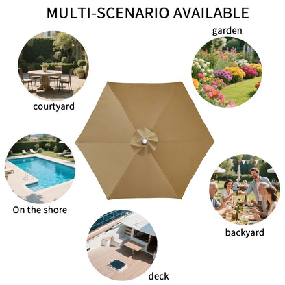 Parasol Replacement Cover 6 Ribs/8 Ribs Market Patio Umbrella Cloth Canopy Cover Waterproof Sunshade For Outdoor Garden