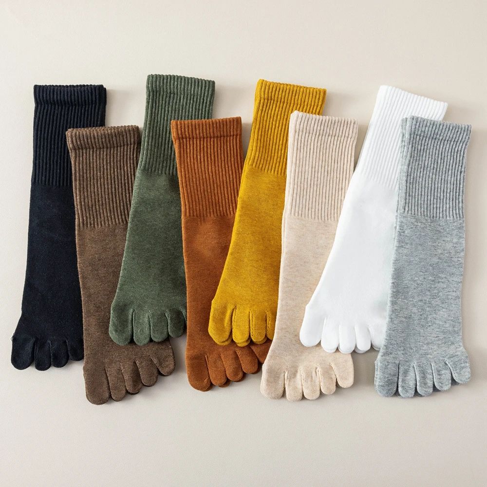 4 Pairs Women Toe Socks Five Finger Socks High Quality Cotton Autumn Spring Middle Tube Sports Socks with Separate Fingers