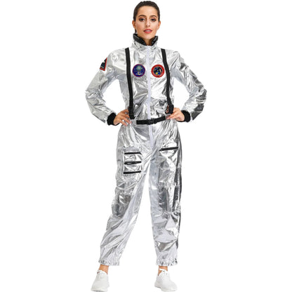 Astronaut Costume Spacesuit Silver Spaceman Men Women Space Suit Halloween Christmas Performance Spacesuit Costume Party Gift