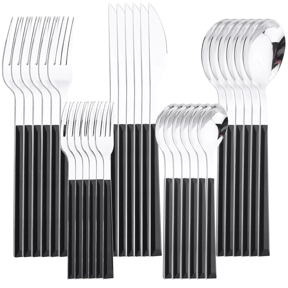 Conjunto de Talheres 30 Peças Aço Inoxidável Imitação Mármore Garfo Colher Faca Jantar Cozinha Louça Utensílios de Mesa Conjunto