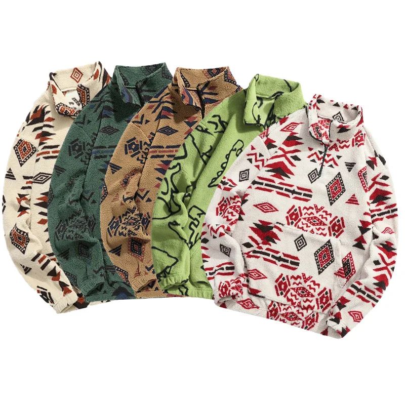 Ms Aztec National Printing Ultra-fine Austrian Fleece Jacket Zipper Lady