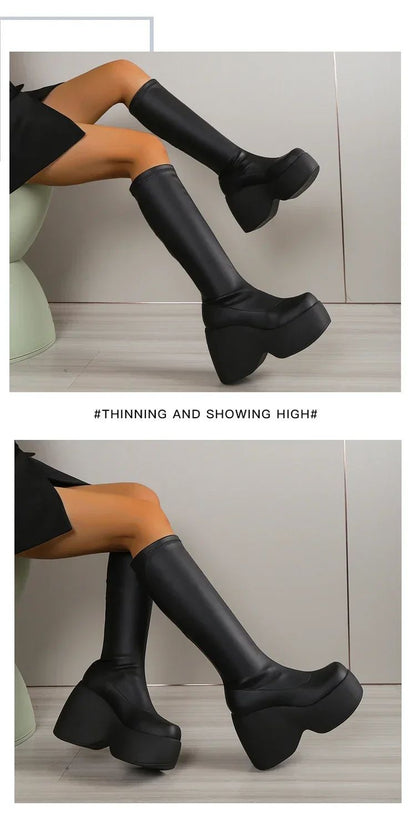 2024 Brand New Gothic Style Sexy Elegant Chunky Platform Women Ankle Boots Big Size 43 Walking Comfy Woman Shoes Platform Shoes