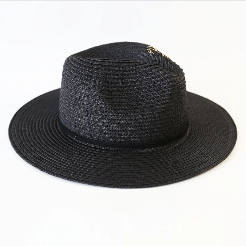Chapéu de Sol de Verão Grande Feminino Moda Praia Chapéu de Palha Luxo Jazz Top Panamá Feminino 60cm Cabeça Grande