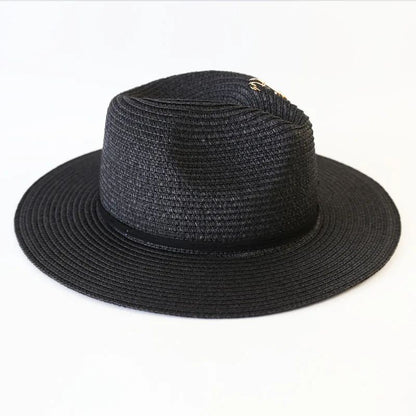 Chapéu de Sol de Verão Grande Feminino Moda Praia Chapéu de Palha Luxo Jazz Top Panamá Feminino 60cm Cabeça Grande