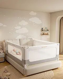 Grades de proteção para cama infantil ajustáveis em altura - Proteção de cama de tamanho normal sem perfuração com reforço de segurança Chi