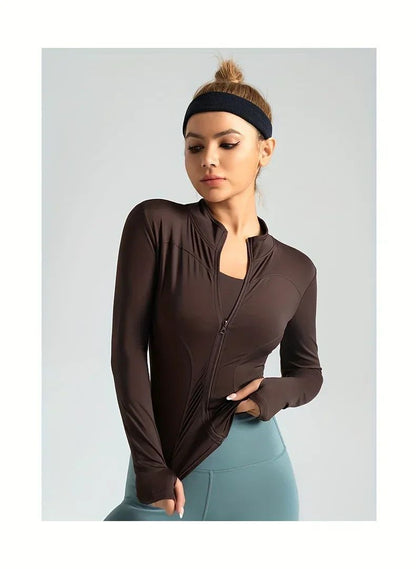 S-3XL New Style Workout Jacket Women Seamless Sports Outerwear Yoga Running Coat Stretchy Zip Up Gym Wear Slim Fit Breathable