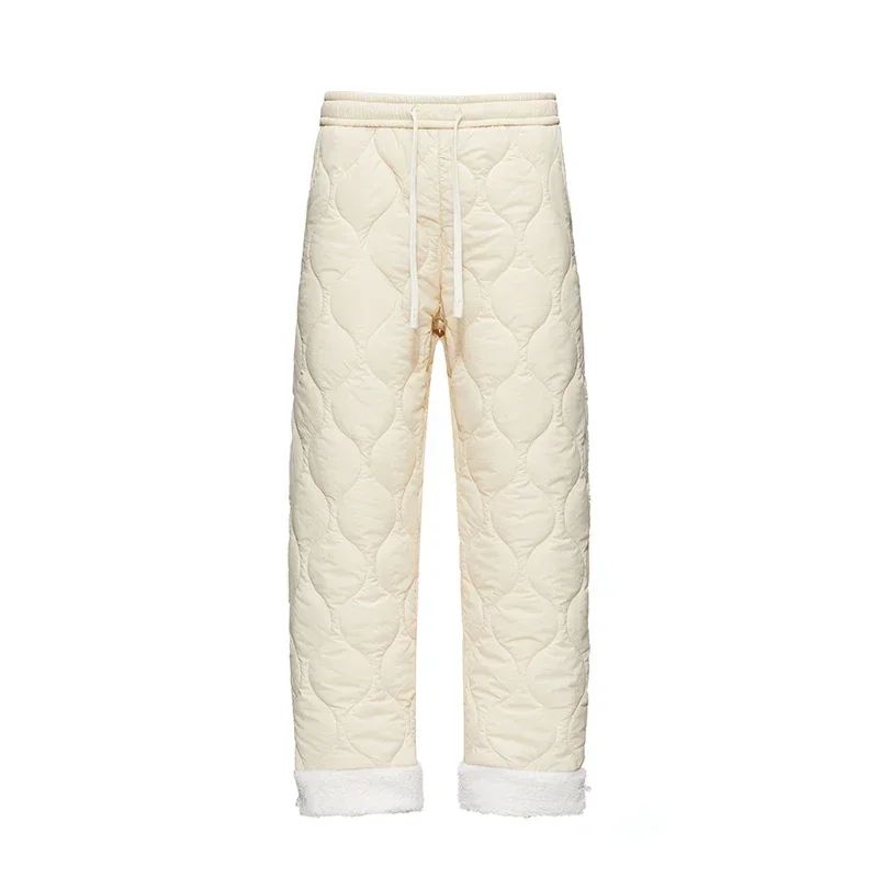 Calça de Neve Masculina, Marca de Moda, Grossa, À Prova de Vento, Quente, Veludo de Cordeiro, Calça Feminina Casual, À Prova de Frio, Acolchoada com Algodão e Penugem