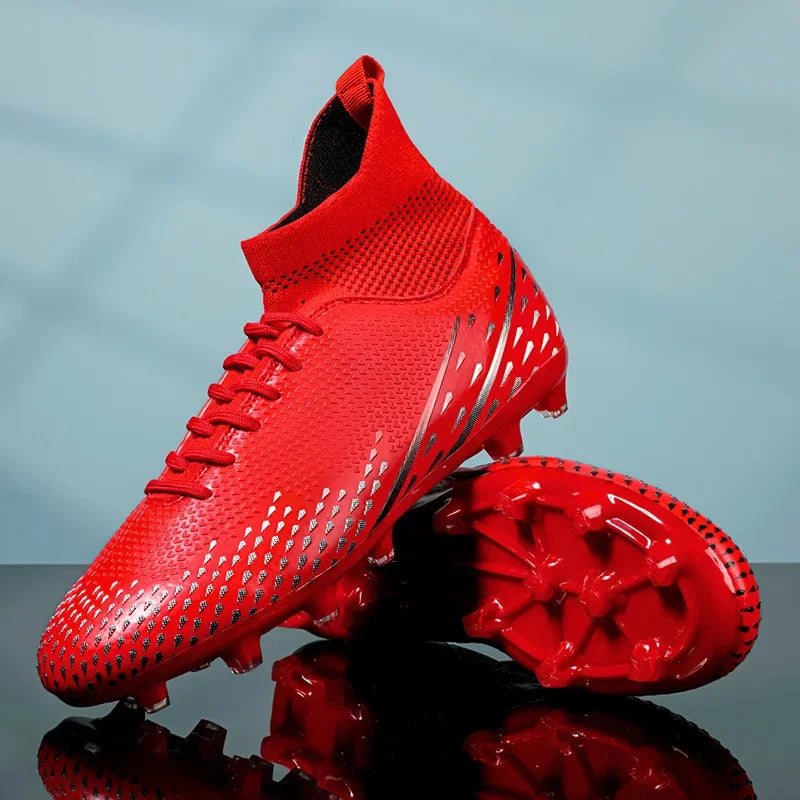 Red Male Football Boots Outdoor Training Football Field Cleats Man Lace-Up Anti-Slip Men’s Soccer Shoes Society botas de futbol