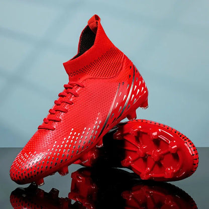 Red Male Football Boots Outdoor Training Football Field Cleats Man Lace-Up Anti-Slip Men’s Soccer Shoes Society botas de futbol