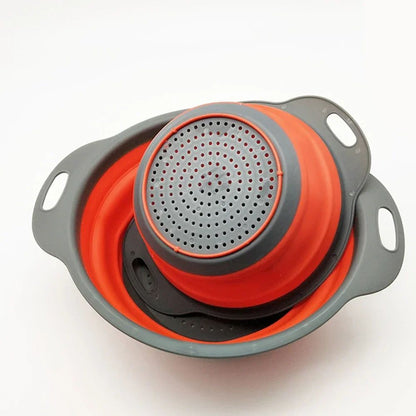 Cesto de Drenagem Dobrável de Silicone Cesto de Lavar Frutas e Vegetais Coador Dobrável Escorredor Dobrável Ferramenta de Armazenamento de Cozinha