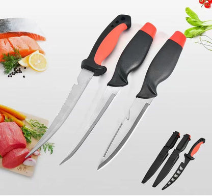 Faca Afiada para Peixe Cabo Oco de Plástico Faca de Filé de Peixe Faca de Desossar Aço Inoxidável Cutelo de Carne Descascador de Frutas de Cozinha