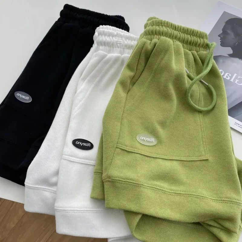 2025 Women's Comfortable Loose Wide-legged Drawstring A Pants Slim Waist Slim Fit Casual Home Versatile Sports Shorts New