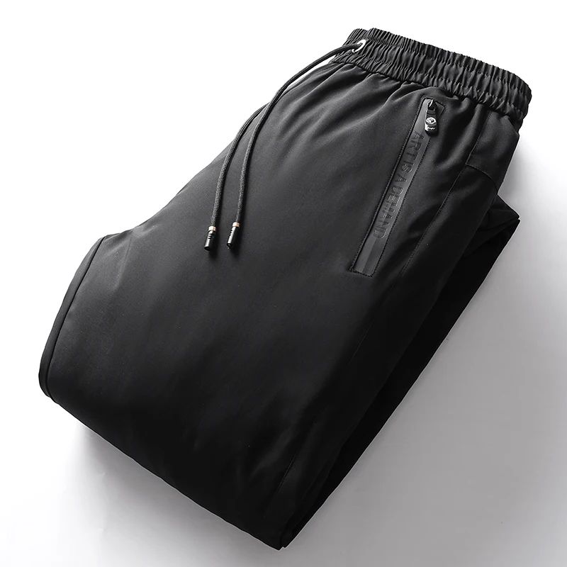 Men's Down Pants Autumn Winter New Solid Color Thickened Warm Outdoor Travel Adventure Harem Pants Men's Plus Size Casual Pants