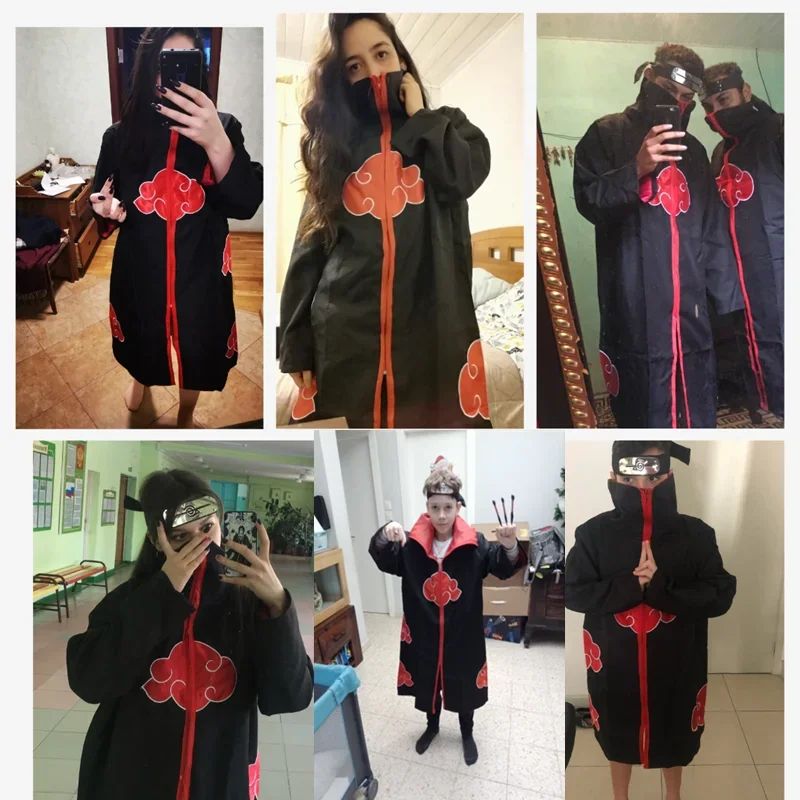 Anime Red Cloud Cosplay Cloak Costume Halloween Dawn Organization Robe Embroidered Cloak Unisex Men Women Party Necklace Props