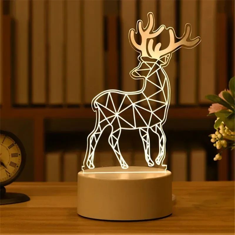 USB Operated 3D Acrylic LED Night Light Festival Birthday Kids Gifts Bedroom Bedside Decor Night Lamp Home Novelty Lighting