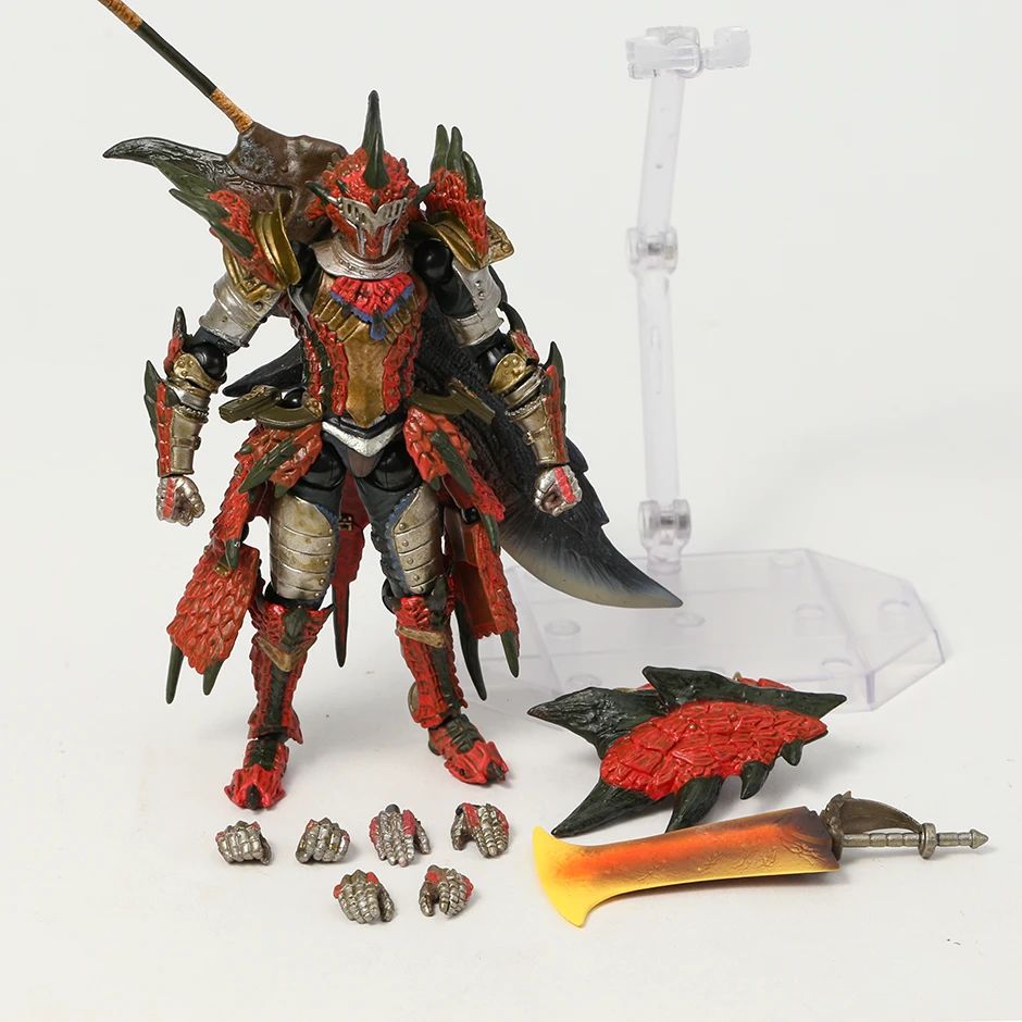Modelo de brinquedo colecionável do boneco de ação do espadachim com armadura de Zinogre/Rathalos de Monster Hunter para presente de Natal