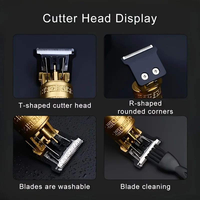 Professional Men's Electric Hair Clipper, USB Rechargeable Trimmer for Beard & Haircut, Cordless Grooming Kit, Father's Day Gift