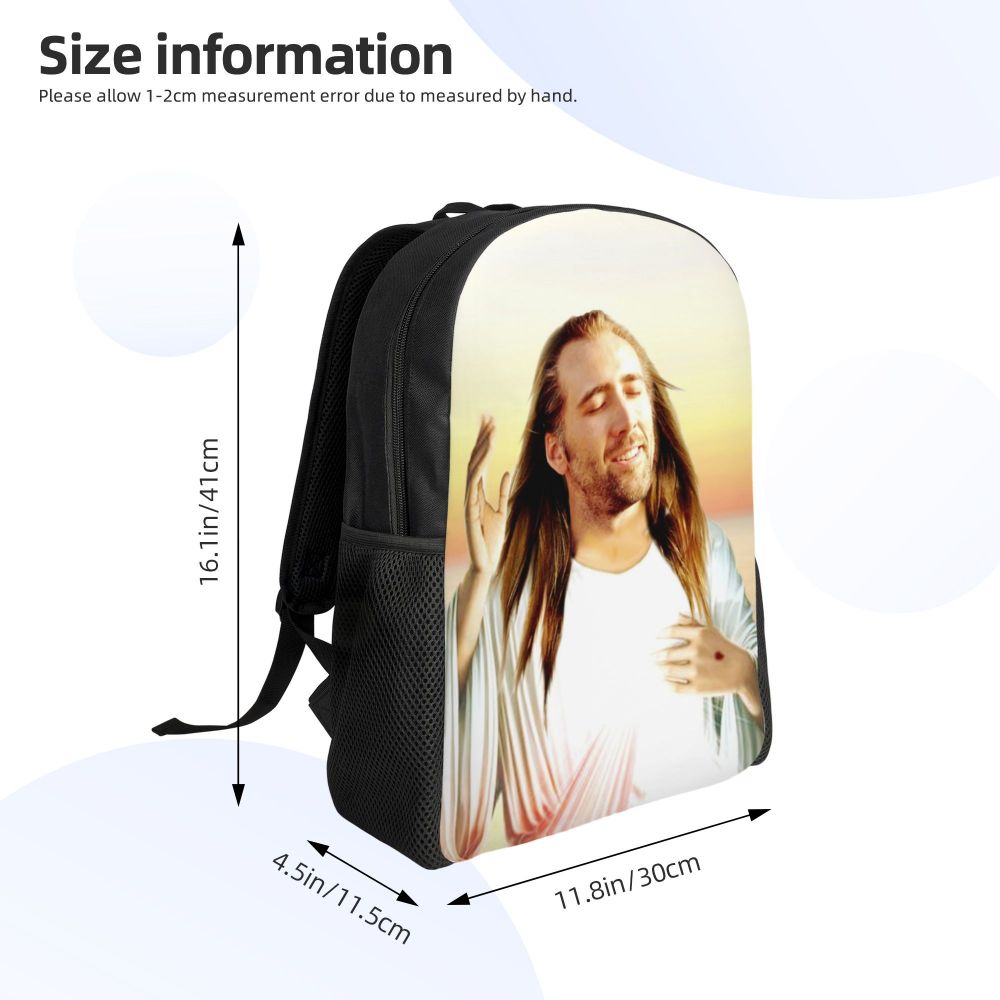 Custom Nicolas Cage Meme Laptop Backpack Women Men Basic Bookbag for College School Student Funny Bags