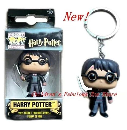 2025 Novo Chaveiro FUNKO Harry com Caixa Ginny Ron Fawkes Hedwig Hermione Pocket Boneco de Ação de Vinil Brinquedos Presentes Decoração