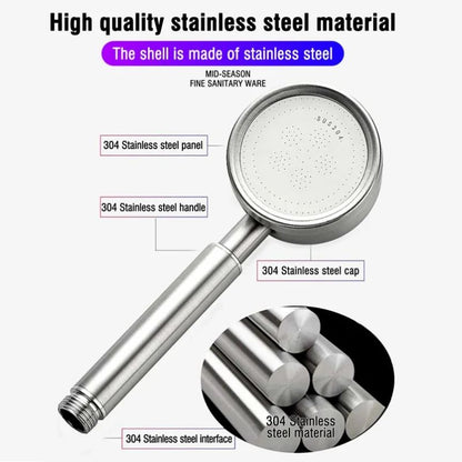 SUS 304 Stainless Steel Bathroom Handheld Shower Head High Pressure Water Saving Sprayer Nozzle Supercharged Rainfall Showerhead