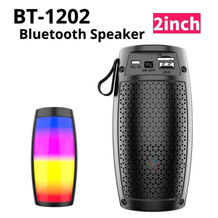 1202 TWS Choque Graves Potentes Alto-Falante Bluetooth Sem Fio Portátil para Ambientes Externos Alto-Falante Pequeno Doméstico Subwoofer de Alto Volume